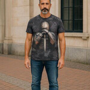 The Mountain Knight Sword Shirt Small Fantasy Warrior Tee Tie Dye Armor Graphic
